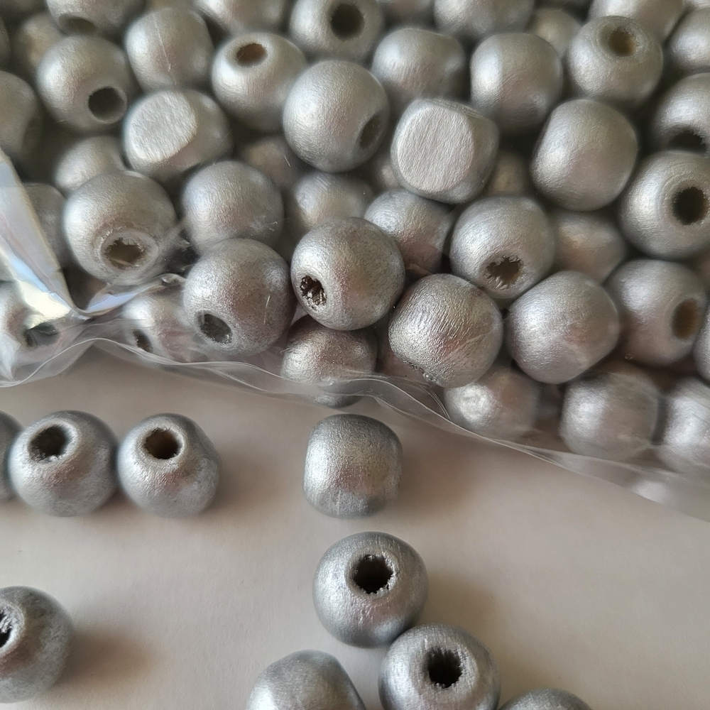 Silver Wooden Beads 300 pcs item #147.